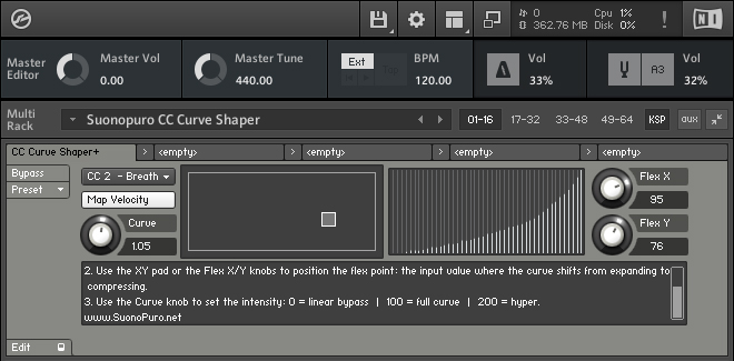 CC Curve Shaper+ for Kontakt Interface